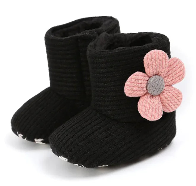 Cozy Sunflower Cotton Baby Boots