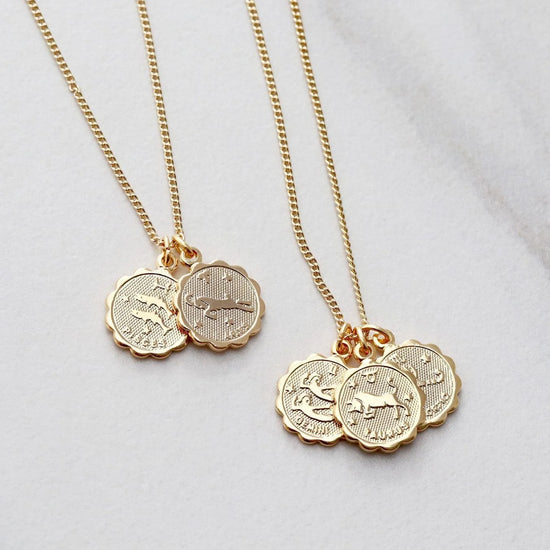 12 Constellation Drop Coin Pendant