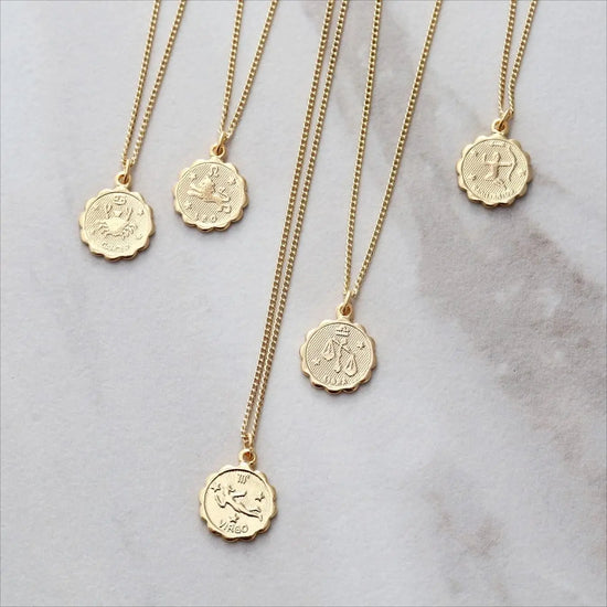 12 Constellation Drop Coin Pendant