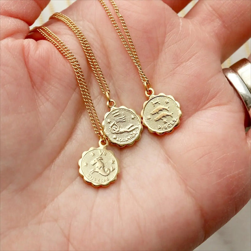 12 Constellation Drop Coin Pendant